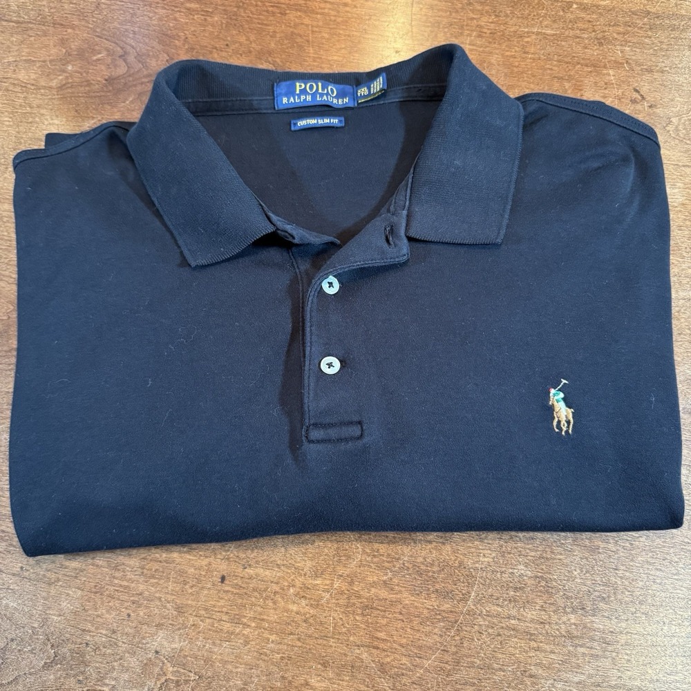Polo Ralph Lauren Men's Black Polo Pony Logo Golf Soft Cotton Slim Fit Size XXL - Picture 8 of 8